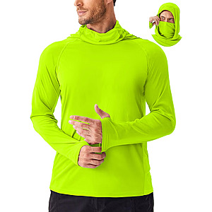 PINSPARK UPF 50+ Sun Hoodie Long Sleeve Fishing Shirts for Men with Mask $10 AC + Free Shipping