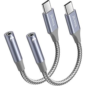 2-Pack JIUWFOX USB-C to 3.5mm Headphone Jack Adapter $3.99 + Free Shipping w/ Prime or on $35+