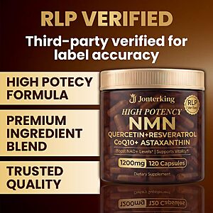 JonterKing NMN Supplement, 1200mg Per Serving, 120 Capsules, 60 Serving $9.99