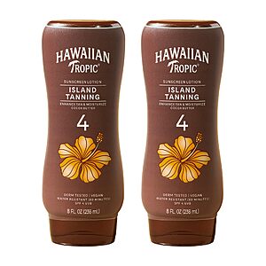 [S&S, AC] $7.37: Hawaiian Tropic Island Tanning Lotion, SPF 4, Twin Pack