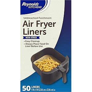 [SnS, AC] $2.72* | 50-Ct Reynolds Kitchens 9" x 9" Unbleached Parchment Air Fryer Liners at Amazon