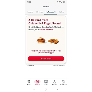 Free Chick-fil-A chicken sandwich or 8 Ct nuggets. Seattle area only