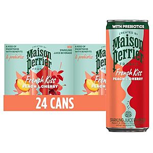 [SnS, AC] $13.12 | 24-Pack 11.15-Oz Maison Perrier French Kiss Sweetened Sparkling Juice Beverage (Peach & Cherry) at Amazon (54.7￠ each)