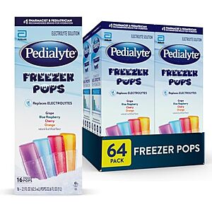 [SnS, AC] $11.37* | 64-Pk Pedialyte Electrolyte Solution Freezer Pops (4 Flavor Variety) at Amazon