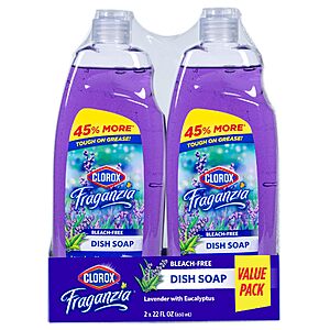 2-Pack 22-Oz Clorox Fraganzia Liquid Dish Soap (Lavender) $4.85 w/ S&S + Free Shipping w/ Prime or on $35+
