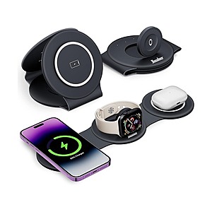 $8.99 | Hicober 18W Wireless 3-in-1 Magnetic Foldable Apple Device Charging Station at Woot!