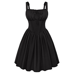 SCARLET DARKNESS Corset Mini Dress Adjustable Straps Sundress with Pockets $16.8