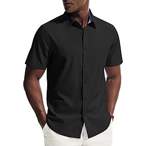 PJ PAUL JONES Mens Short Sleeve Dress Shirts Wrinkle Free Button Down Shirt $9.99