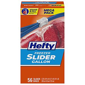 $4.86 56-Count 1-Gallon Hefty Slider Freezer Storage Bags with S&S