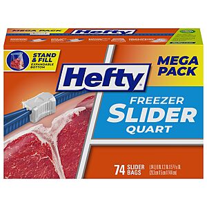 $5.77 74-Count Hefty Slider Quart Freezer Bags with S&S
