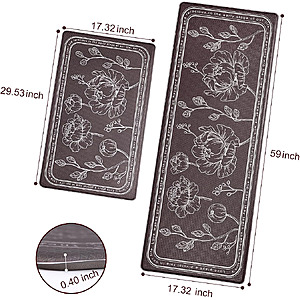 ROTTOGOON Kitchen Floor Mat Set of 2, Anti Fatigue Kitchen Mat 17"x59"+17"x29" $18.99 @Amazon