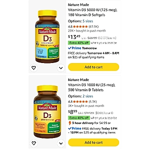 Naturemade D3 1000IU, 180ct Softgels