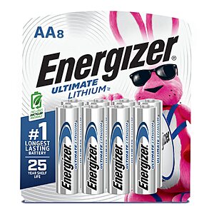 $15.19 Energizer Ultimate Lithium AA Batteries (8 Pack) with S&S