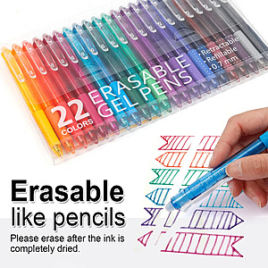 Vanstek 22 Colors Retractable Erasable Gel Pens Clicker, Fine Point(0.7), Free Shipping W/Prime $9.99