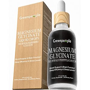 (120ml) GREENPEOPLE Magnesium Glycinate Liquid Drops, 14-in-1 Magnesium Complex with 6 Herbals $9.98