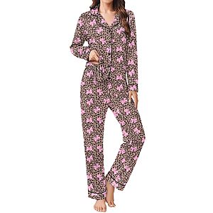 Ekouaer Womens Pajamas Set Button Down Long Sleeve Top & Pants Lounge Sets $19.99