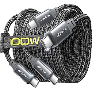 JSAUX charging Cable 100 watts, USB C to USB C Cable [2-Pack 6.6FT] $7.64