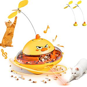Interactive Cat Toy for Indoor Cats with Laser, Feather&Treat Dispenser $14.99