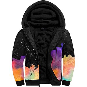 Flannel Hoodies for Men Heavyweight Fleece Sweatshirt Full Zip Up Thick Sherpa Lined Jacket $7.79