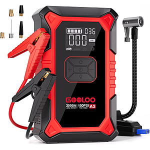 GOOLOO A3 12V 3000A Portable Jump Starter with Air Compressor $44.99 free Shipping