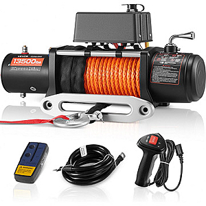 VEVOR 13,500-lb Electric Winch w/ 80' Synthetic Rope $219.99 Shipped