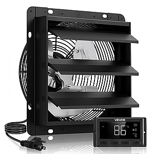 VEVOR 12" Shutter Exhaust Fan, 1500 CFM w/ Smart Controller $60.39 Shipped
