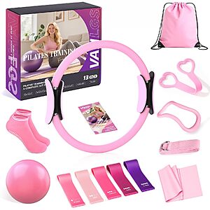 13-Piece Home Pilates Workout Kit w/ 13" Ring, 10" Ball & Resistance Bands $9.00 + Free Shipping w/ Prime or on $35+