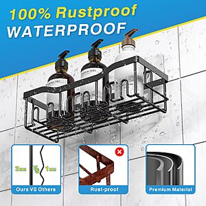 $10 AC Amazon EUDELE Adhesive Shower Caddy, 5 Pack Rustproof Stainless Steel Bath Organizers With Large Capacity, No Drilling