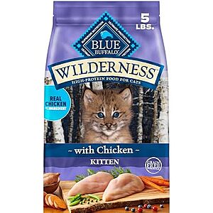 [SnS, AC] $8.99 | 5 lb Blue Buffalo Wilderness Chicken Kitten Dry Cat Food, Grain-Free at Amazon