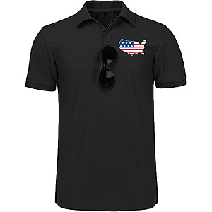 JACKETOWN Men's Polo Shirt Patriotic Graphic Short Sleeve American Flag Golf Shirt Independence Day $9.99