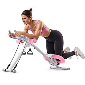 [Prime] MERACH Single Track Adjustable Ab Trainer Machine (White/Pink) $34.99 + Free Shipping