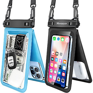 Double Space Waterproof Phone Pouch - 2 Pack, Waterproof Phone Lanyard Case with iPhone 17/16/15/14/13 Pro Max up to 8.3", Phone Dry Bag $6.99