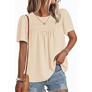 NORACORA Womens Short Sleeve Tops Summer Crewneck Shirts Casual $5.99