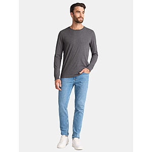 George Men's 100% Cotton Long Sleeve Relaxed Fit Crewneck T-Shirt (Various, Single or 3-Pack, Size XS-3XL) $4.40 or Less + Free S&H w/ Walmart+ or on $35+