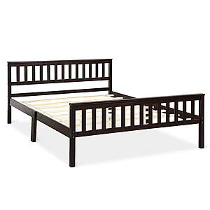 Giantex Queen Solid Pine Wood Platform Bed Frame w/ Headboard & Footboard (Espresso) $69.99 + Free Shipping
