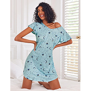 2 Pack Nightgowns for Women Short Sleeve Nightshirt Soft Sleepdress $12.59