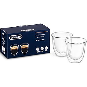DeLonghi 3oz Espresso Double Wall Thermal Glasses, Set of 2 $15.99