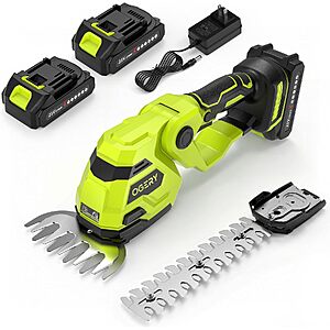 OGERY 21V 2-in-1 Cordless Hedge Trimmer & Grass Shears w/ 8.9" Hedge Blade, 5.1" Grass Trimmer & Dual Batteries $29.99 + Free Shipping w/ Prime or on $35+