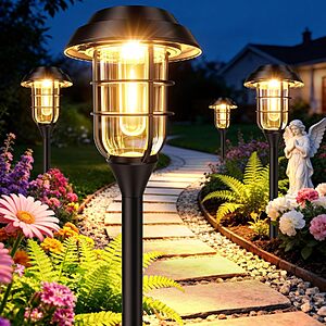8-Pack LETMY IP65 Solar Pathway Lights (Black) $24.99 + Free Shipping w/ Prime or on $35+