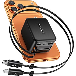 Prime Members iVANKY 45W Retractable 4-in-1 GaN USB-C Wall Charger w/ Dual USB-C Cables $15 + Free Shipping