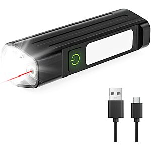 AdamStar Rechargeable EDC Pocket Flashlight w/ Red Beam, COB & White LED $9.99 + Free Shipping w/ Prime or on $35+