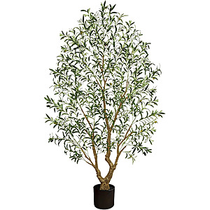 8' Vitalismo Artificial Olive Tree w/ Black Planter $66.99
