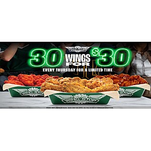 30 Wingstop Wings on Thursdays $30