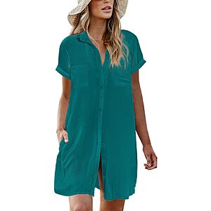 AI'MAGE Bikini Swimsuit Coverup Button Up Shirt $7.99