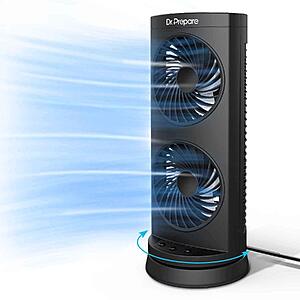 Dr. Prepare Tower Fan Oscillating Fan, Portable Desk Fan with 3-Speed Options, Dual Air Circulation, 110° Oscillation, 3 Timers, 13 inch $24.29