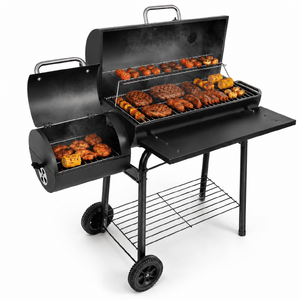 laraVist Charcoal Offset Smoker Grill, Dual-Zone BBQ with Thermometer & Wheels, Family-Size 512 sq.in $106.99