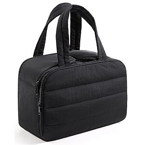 LIGHT FLIGHT Quilted Nylon Travel Toiletry & Makeup Bag w/ Dual Handles (Black) $9.90 + Free Shipping w/ Prime or on $35+
