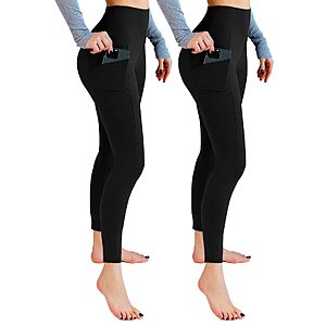 Amazon – Leafigure 2-Pack High-Waist Leggings w/ Pockets - $7.79–$8.99 w/ Code