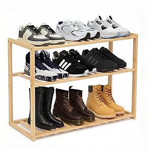 27.5" 3-Tier Bamboo Shoe Rack (Natural) $13.49 + Free Shipping w/ Prime or on $35+