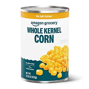 4/$2.68 S&S PRIME 10% off Amazon Grocery, Canned Whole Kernel Corn, No Salt Added, 15.25 Oz (75c for 1 S&S)